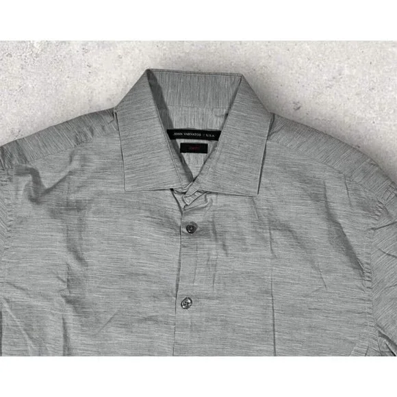 JOHN VARVATOS Sz 16x32-33 MENS Dress Shirt Gray Lightweight Cotton Button - Picture 3 of 12